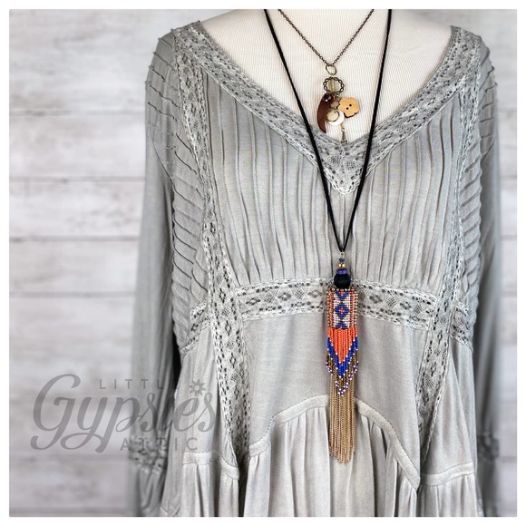 POL Stone Grey Tie it Up Bohemian Tunic - Picture 6 of 12